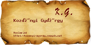 Kozányi György névjegykártya